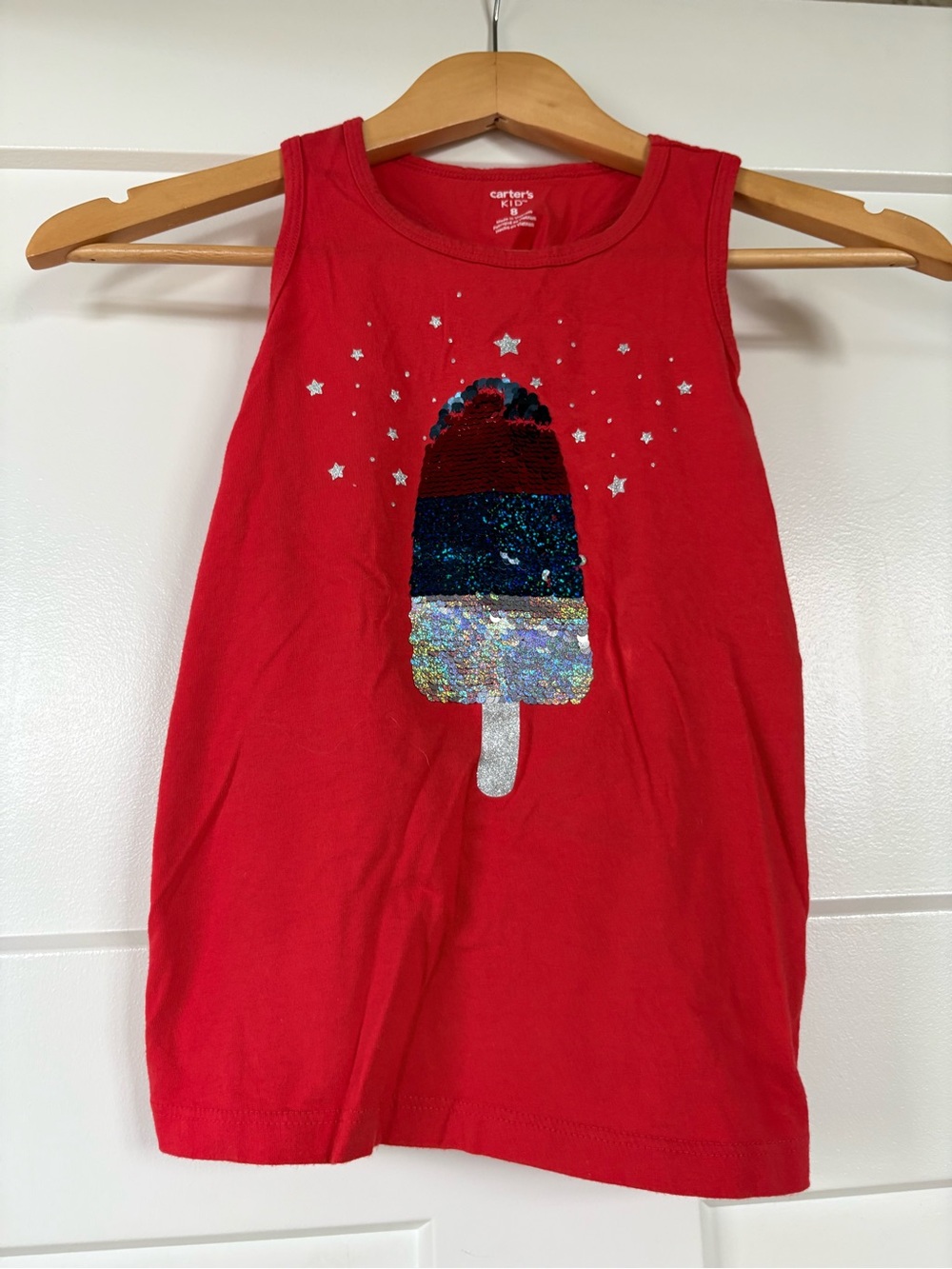 Carter's Red Sequin Popsicle Tank Top for Kids size 7